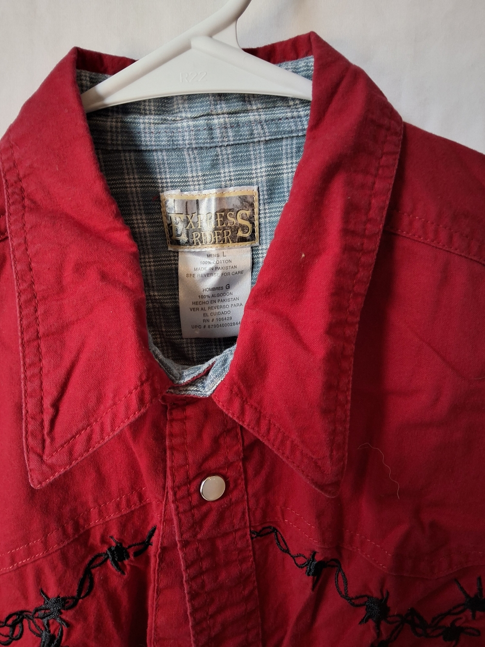 Red Men's Western Snap Dress Shirt - Picture 3 of 4